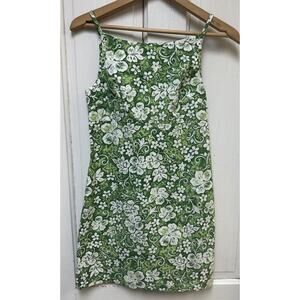 Rampage Y2K Spaghetti Strap Sun Dress Green Hawiian Floral Print Size 3